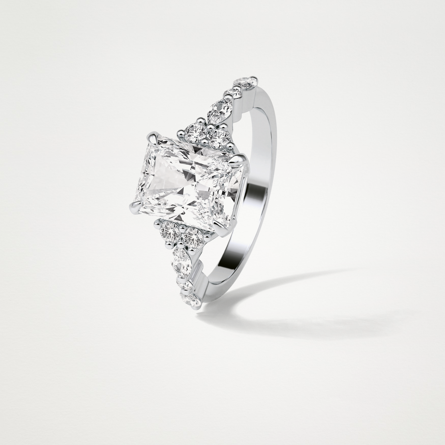 Asscher Cluster & Pave Moissanite Engagement Ring – 2.30 CT Lab-Created Brilliance in 10K/14K/18K Gold 6