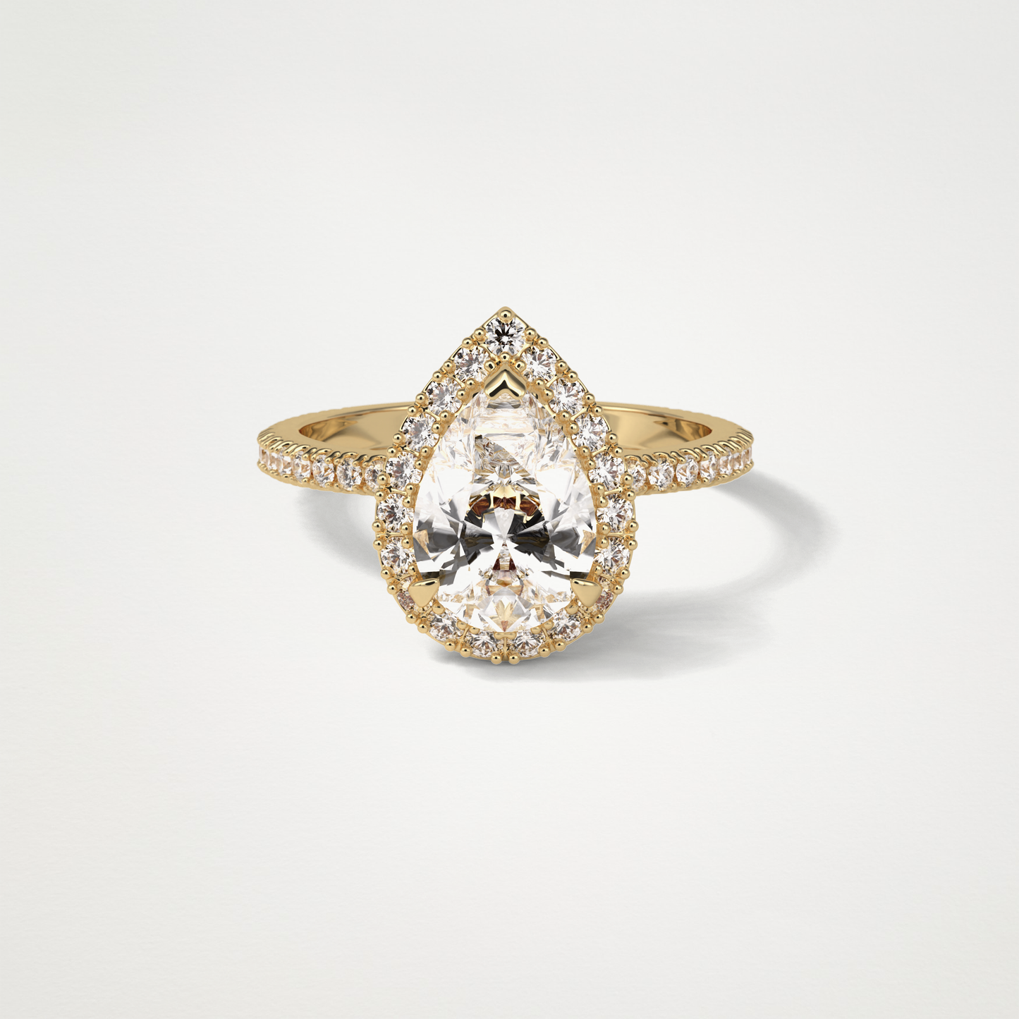 Pear Halo & Pave Moissanite Engagement Ring – 1.93 CT Lab-Created Brilliance in 10K/14K/18K Gold