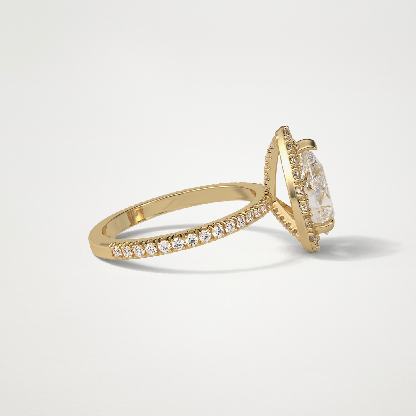 Pear Halo & Pave Moissanite Engagement Ring – 1.93 CT Lab-Created Brilliance in 10K/14K/18K Gold