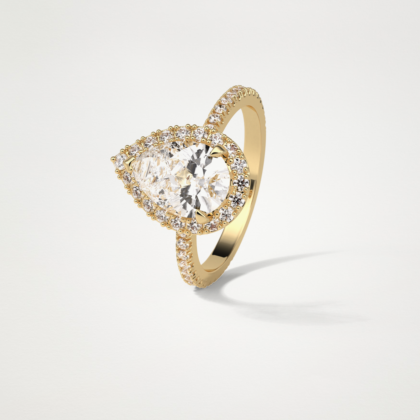 Pear Halo & Pave Moissanite Engagement Ring – 1.93 CT Lab-Created Brilliance in 10K/14K/18K Gold