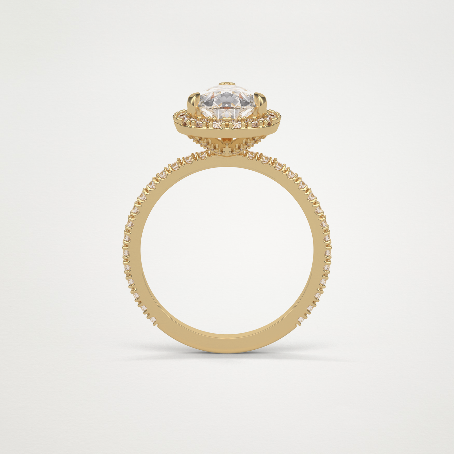 Pear Halo & Pave Moissanite Engagement Ring – 1.93 CT Lab-Created Brilliance in 10K/14K/18K Gold