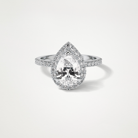 Pear Halo & Pave Moissanite Engagement Ring – 1.93 CT Lab-Created Brilliance in 10K/14K/18K Gold