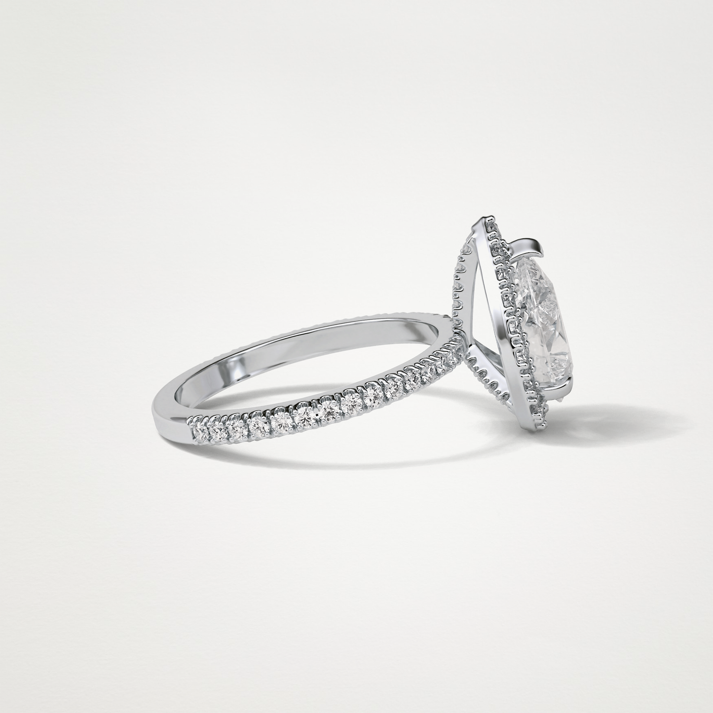 Pear Halo & Pave Moissanite Engagement Ring – 1.93 CT Lab-Created Brilliance in 10K/14K/18K Gold