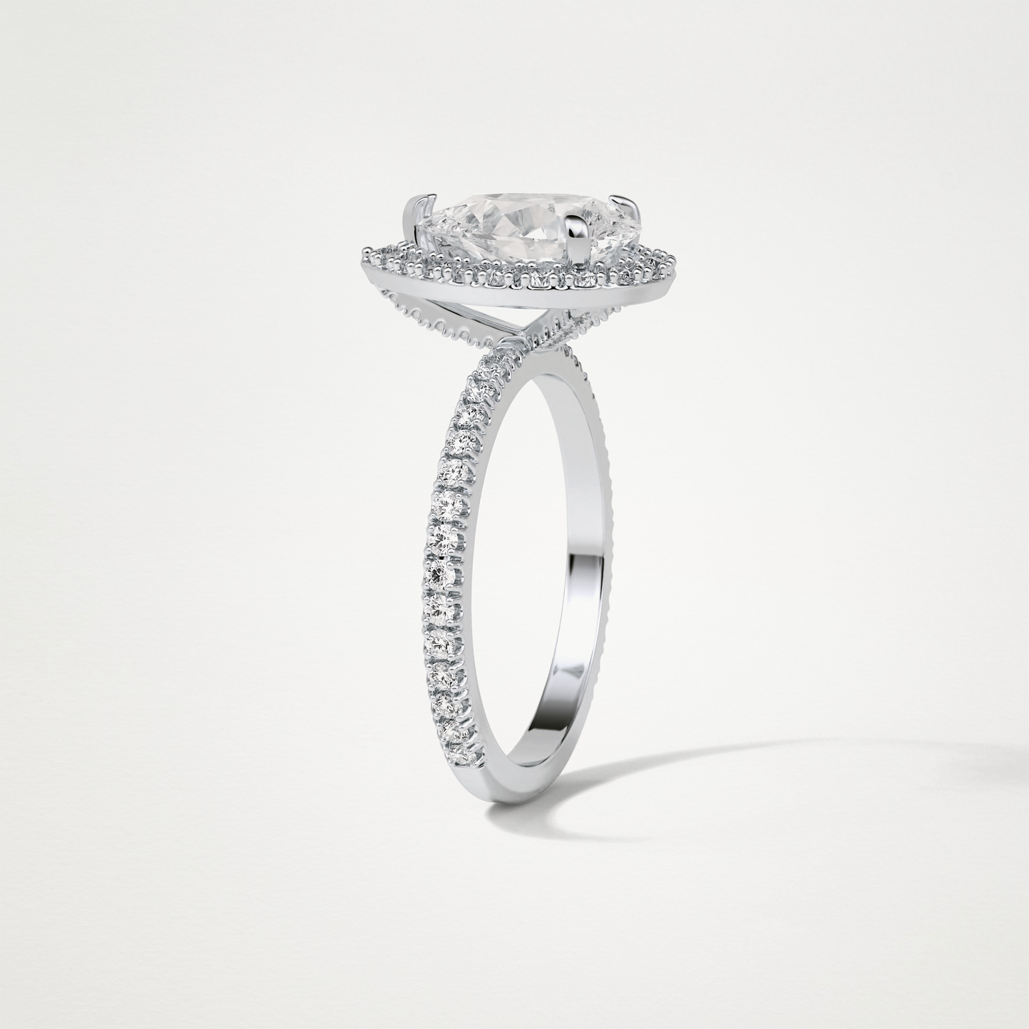 Pear Halo & Pave Moissanite Engagement Ring – 1.93 CT Lab-Created Brilliance in 10K/14K/18K Gold