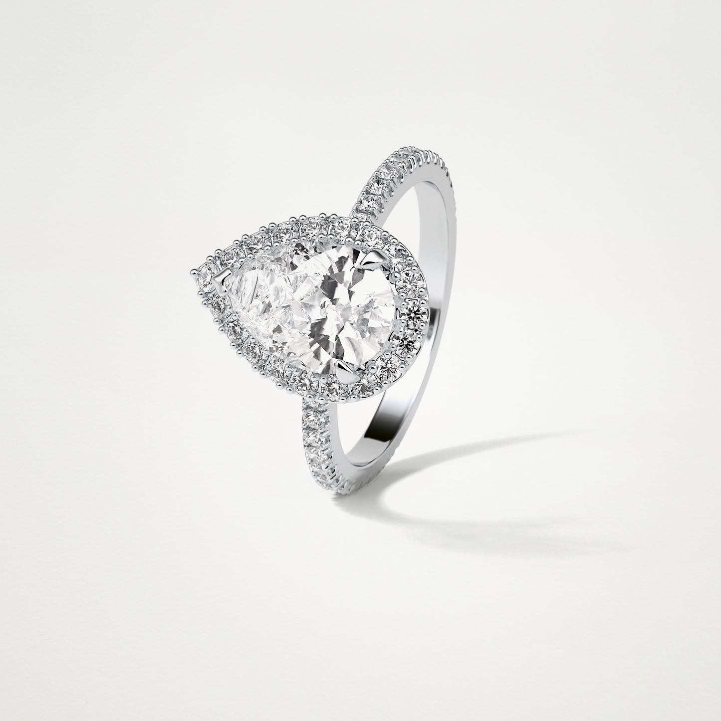 Pear Halo & Pave Moissanite Engagement Ring – 1.93 CT Lab-Created Brilliance in 10K/14K/18K Gold