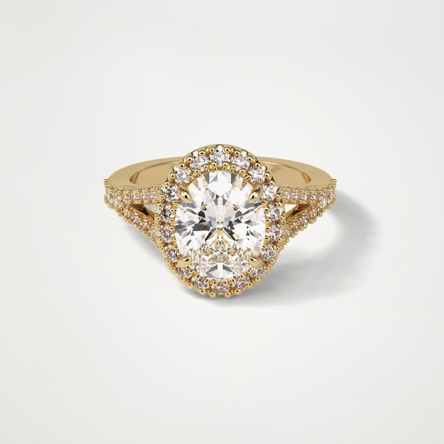 Oval Halo & Split Shank Moissanite Engagement Ring – 2.72 CT Lab-Created Brilliance in 10K/14K/18K Gold