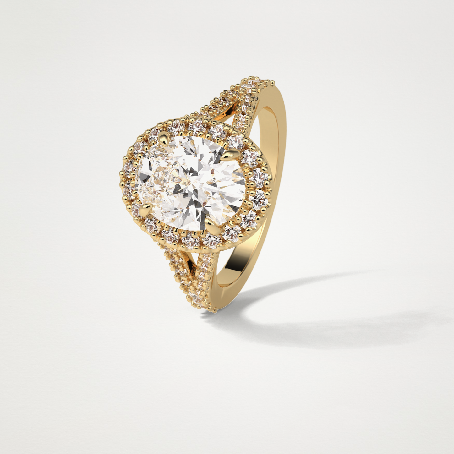 Oval Halo & Split Shank Moissanite Engagement Ring – 2.72 CT Lab-Created Brilliance in 10K/14K/18K Gold