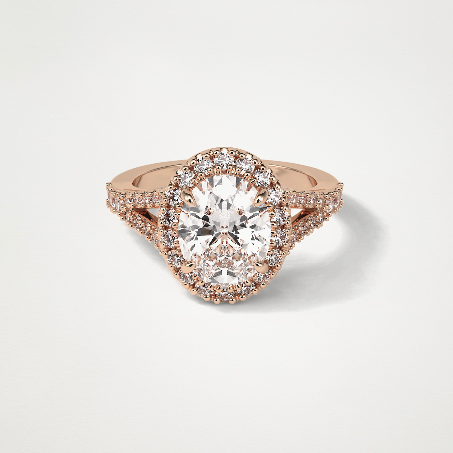 Oval Halo & Split Shank Moissanite Engagement Ring – 2.72 CT Lab-Created Brilliance in 10K/14K/18K Gold