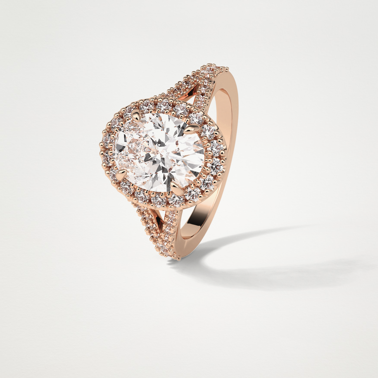 Oval Halo & Split Shank Moissanite Engagement Ring – 2.72 CT Lab-Created Brilliance in 10K/14K/18K Gold