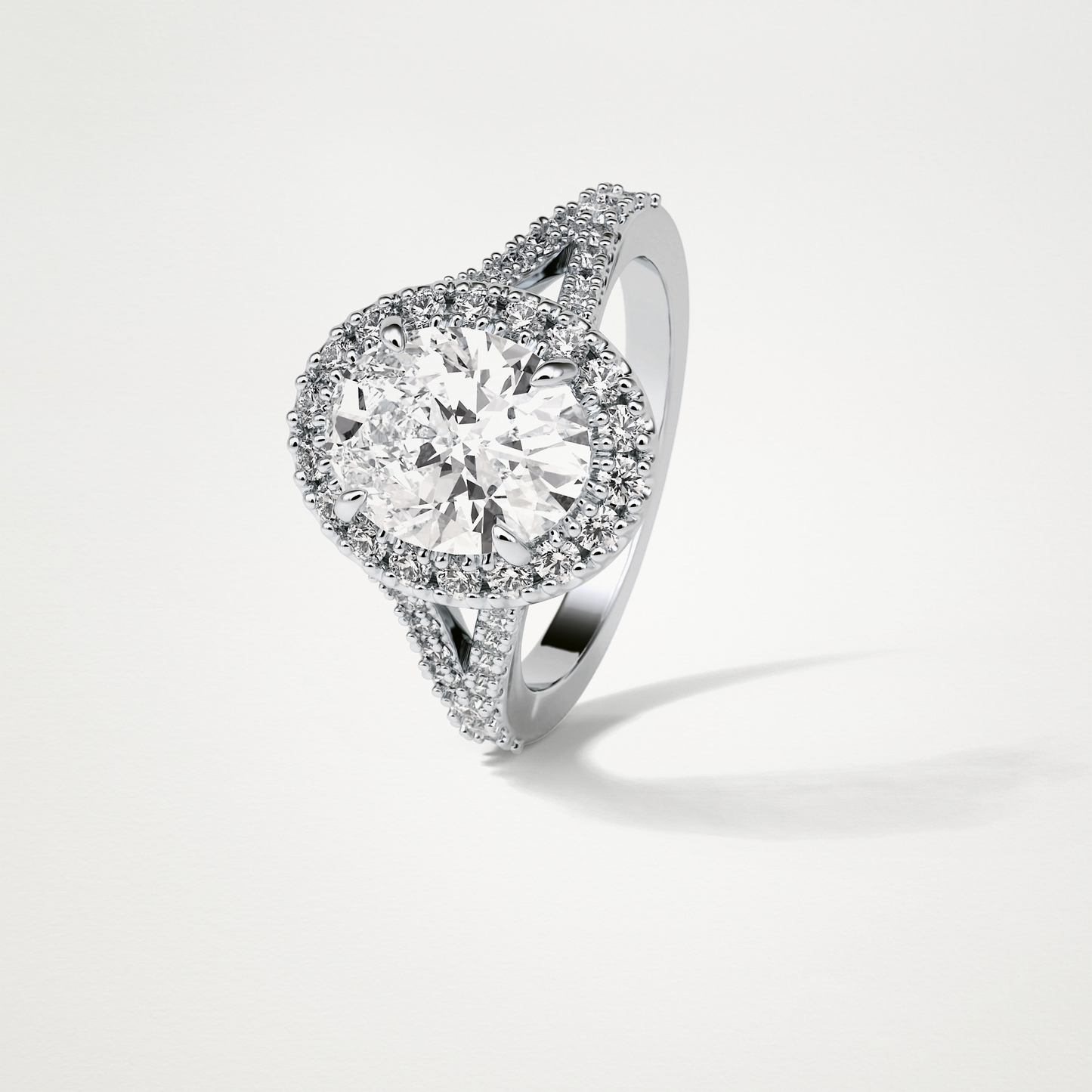 Oval Halo & Split Shank Moissanite Engagement Ring – 2.72 CT Lab-Created Brilliance in 10K/14K/18K Gold