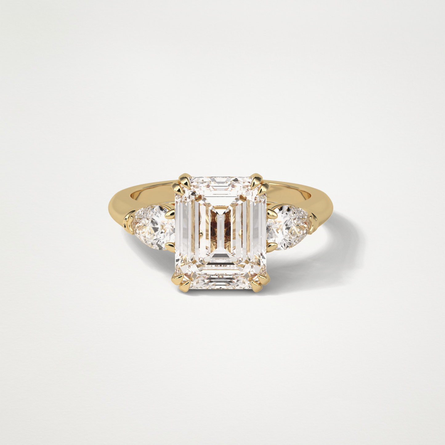 Emerald 3 Stone Moissanite Engagement Ring – 3.24 CT Lab-Created Brilliance in 10K/14K/18K Gold