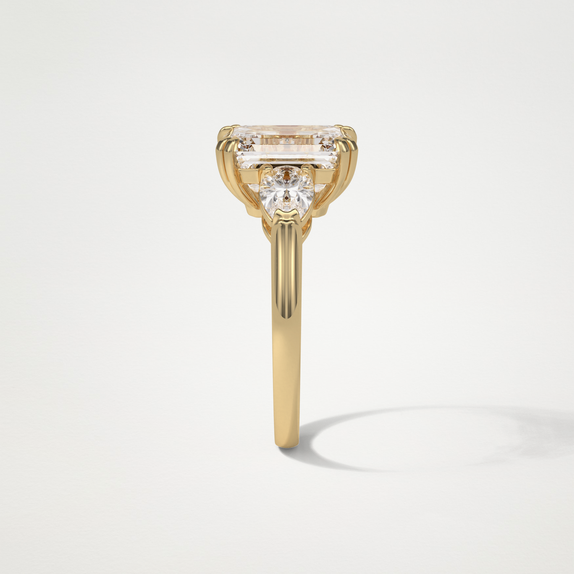 Emerald 3 Stone Moissanite Engagement Ring – 3.24 CT Lab-Created Brilliance in 10K/14K/18K Gold