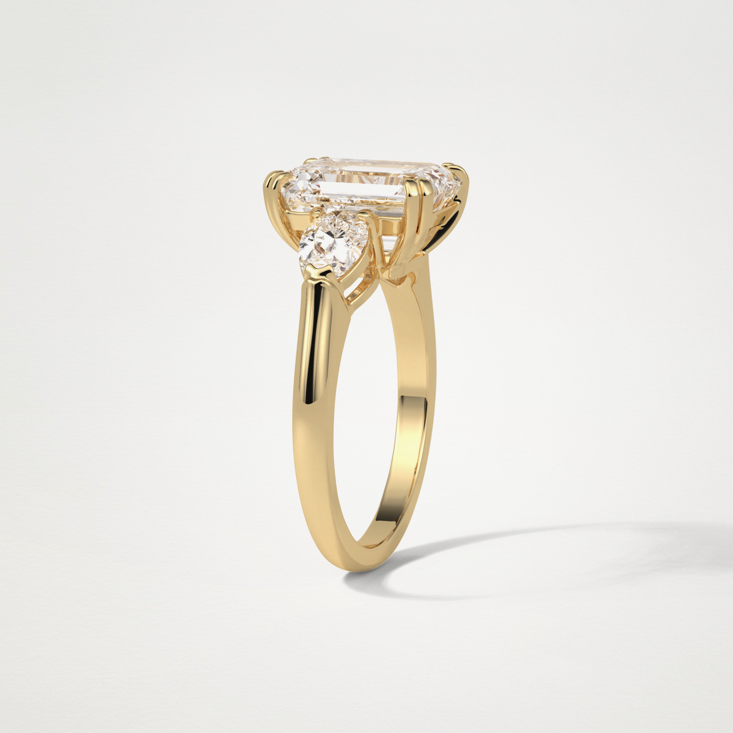 Emerald 3 Stone Moissanite Engagement Ring – 3.24 CT Lab-Created Brilliance in 10K/14K/18K Gold