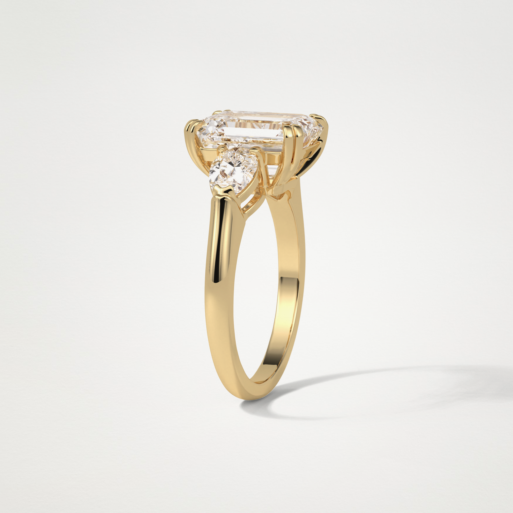 Emerald 3 Stone Moissanite Engagement Ring – 3.24 CT Lab-Created Brilliance in 10K/14K/18K Gold