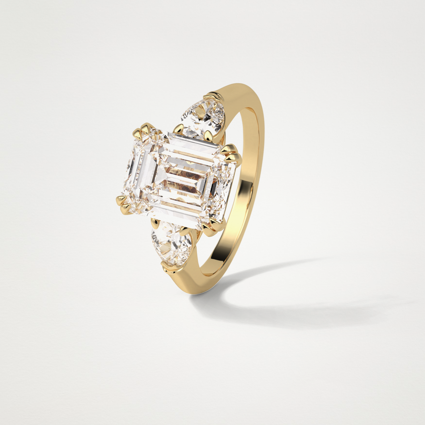 Emerald 3 Stone Moissanite Engagement Ring – 3.24 CT Lab-Created Brilliance in 10K/14K/18K Gold