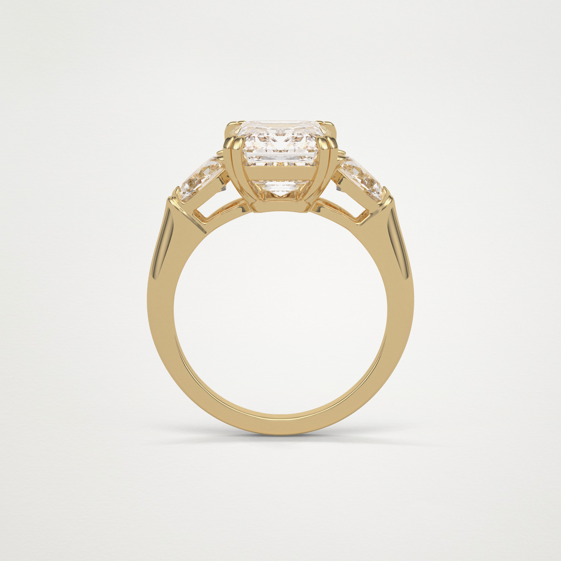 Emerald 3 Stone Moissanite Engagement Ring – 3.24 CT Lab-Created Brilliance in 10K/14K/18K Gold