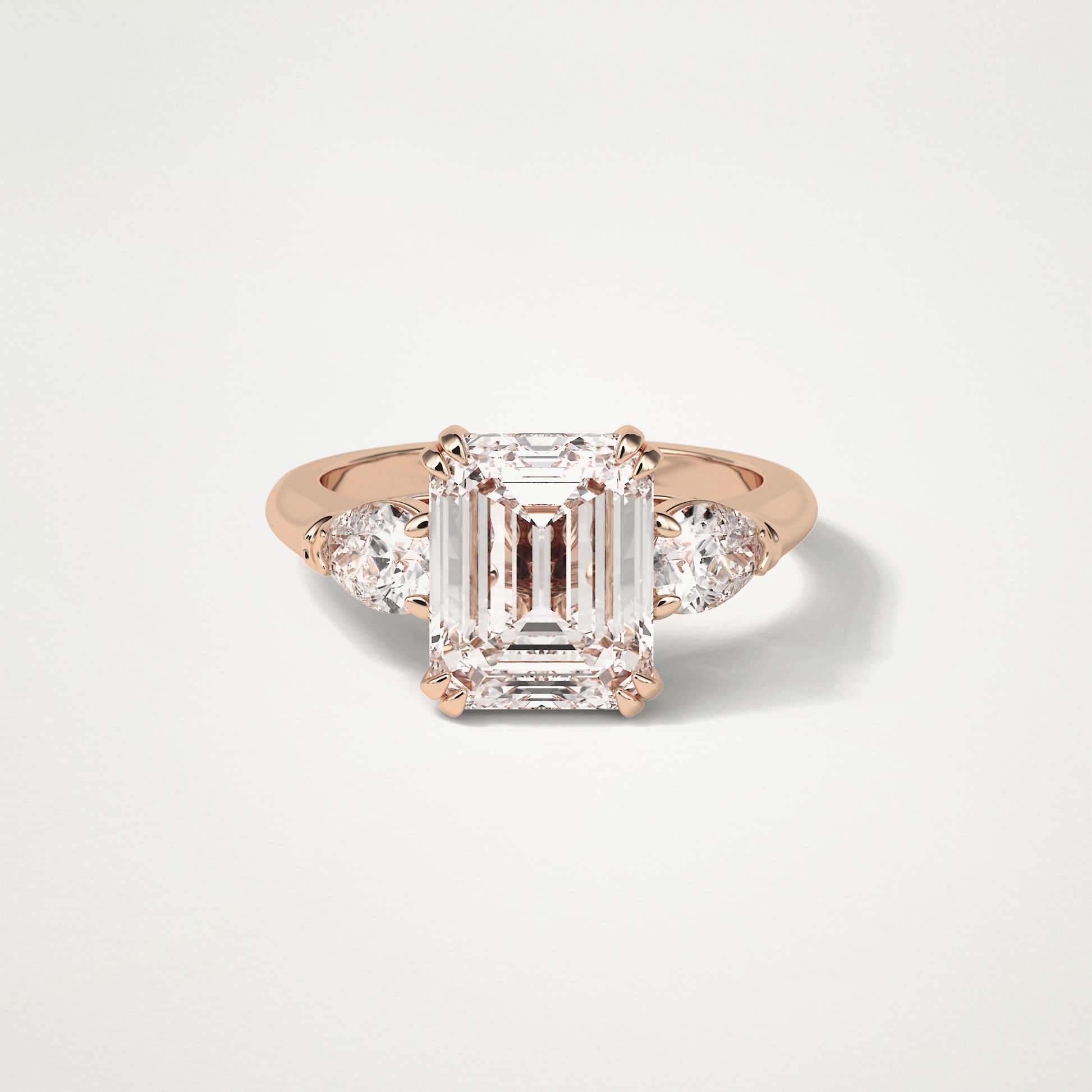 Emerald 3 Stone Moissanite Engagement Ring – 3.24 CT Lab-Created Brilliance in 10K/14K/18K Gold