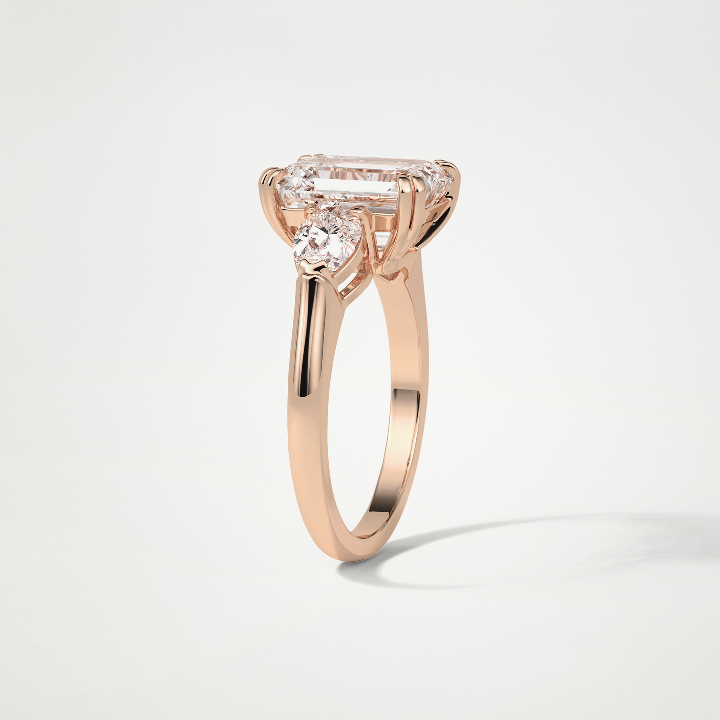 Emerald 3 Stone Moissanite Engagement Ring – 3.24 CT Lab-Created Brilliance in 10K/14K/18K Gold