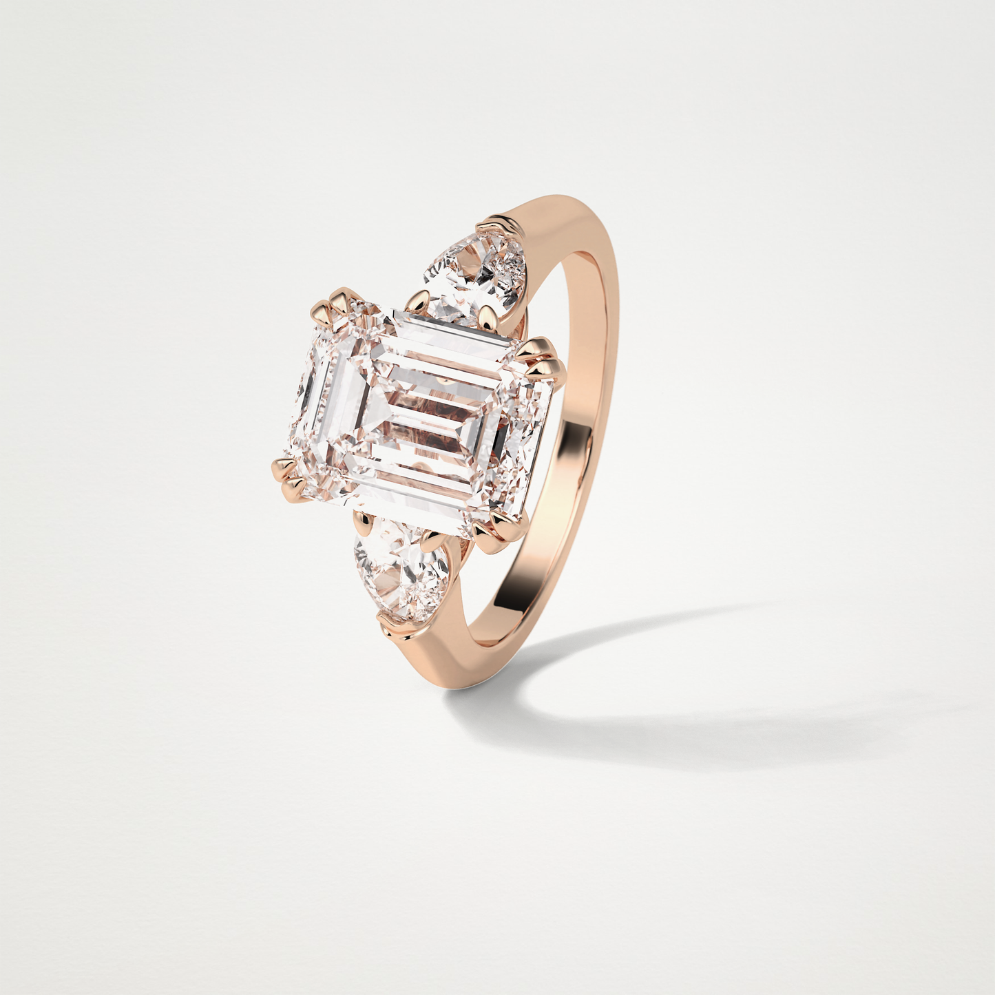 Emerald 3 Stone Moissanite Engagement Ring – 3.24 CT Lab-Created Brilliance in 10K/14K/18K Gold