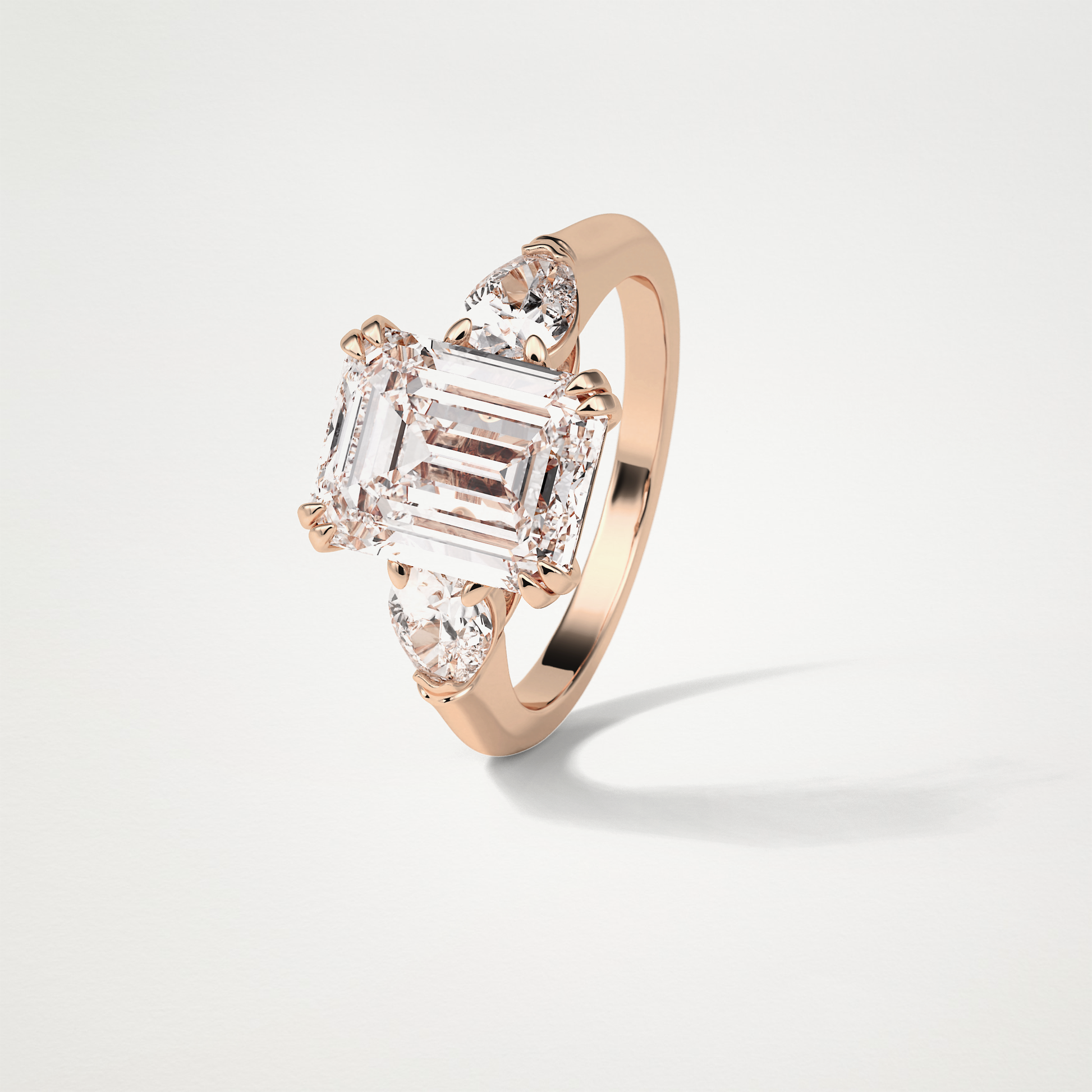 Emerald 3 Stone Moissanite Engagement Ring – 3.24 CT Lab-Created Brilliance in 10K/14K/18K Gold