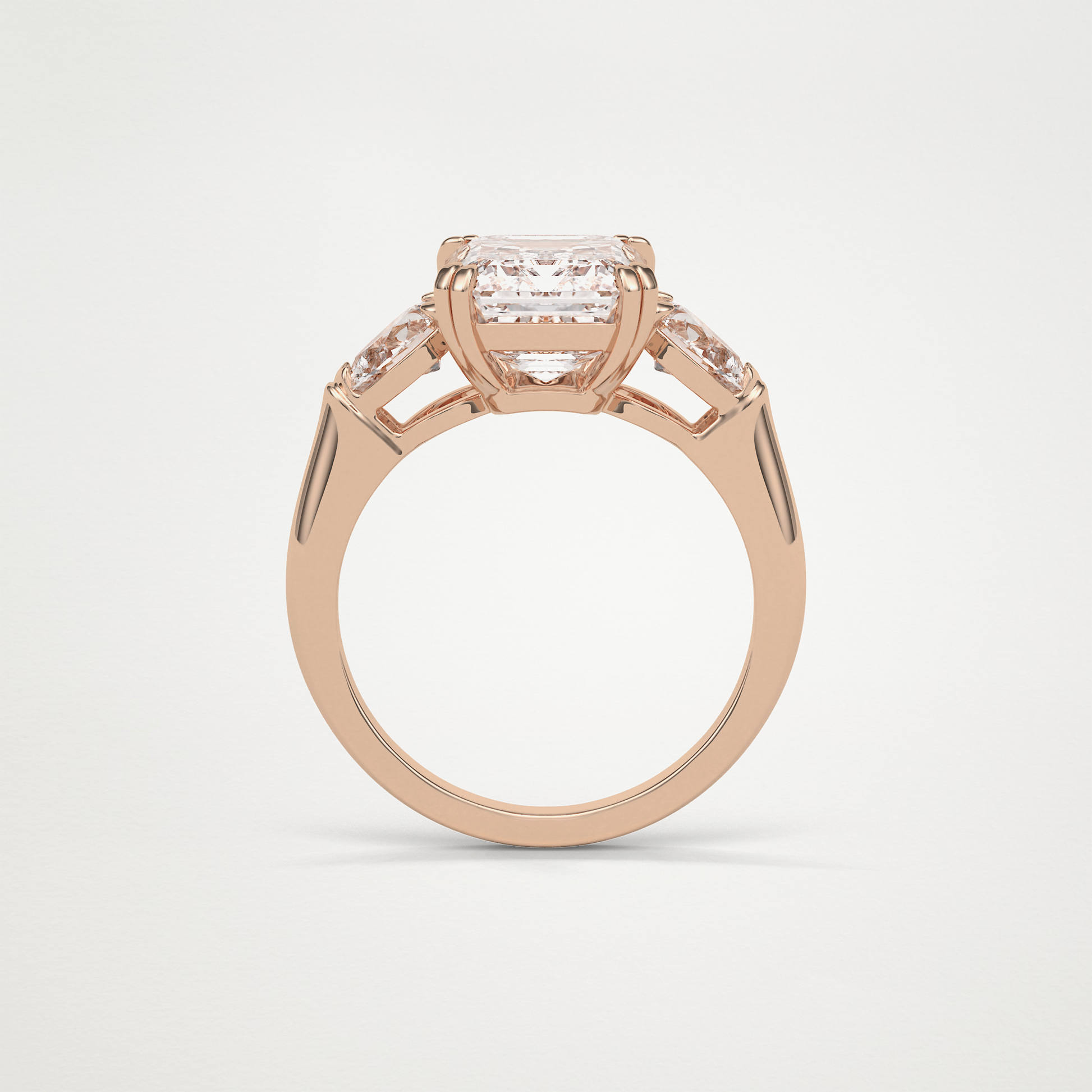 Emerald 3 Stone Moissanite Engagement Ring – 3.24 CT Lab-Created Brilliance in 10K/14K/18K Gold