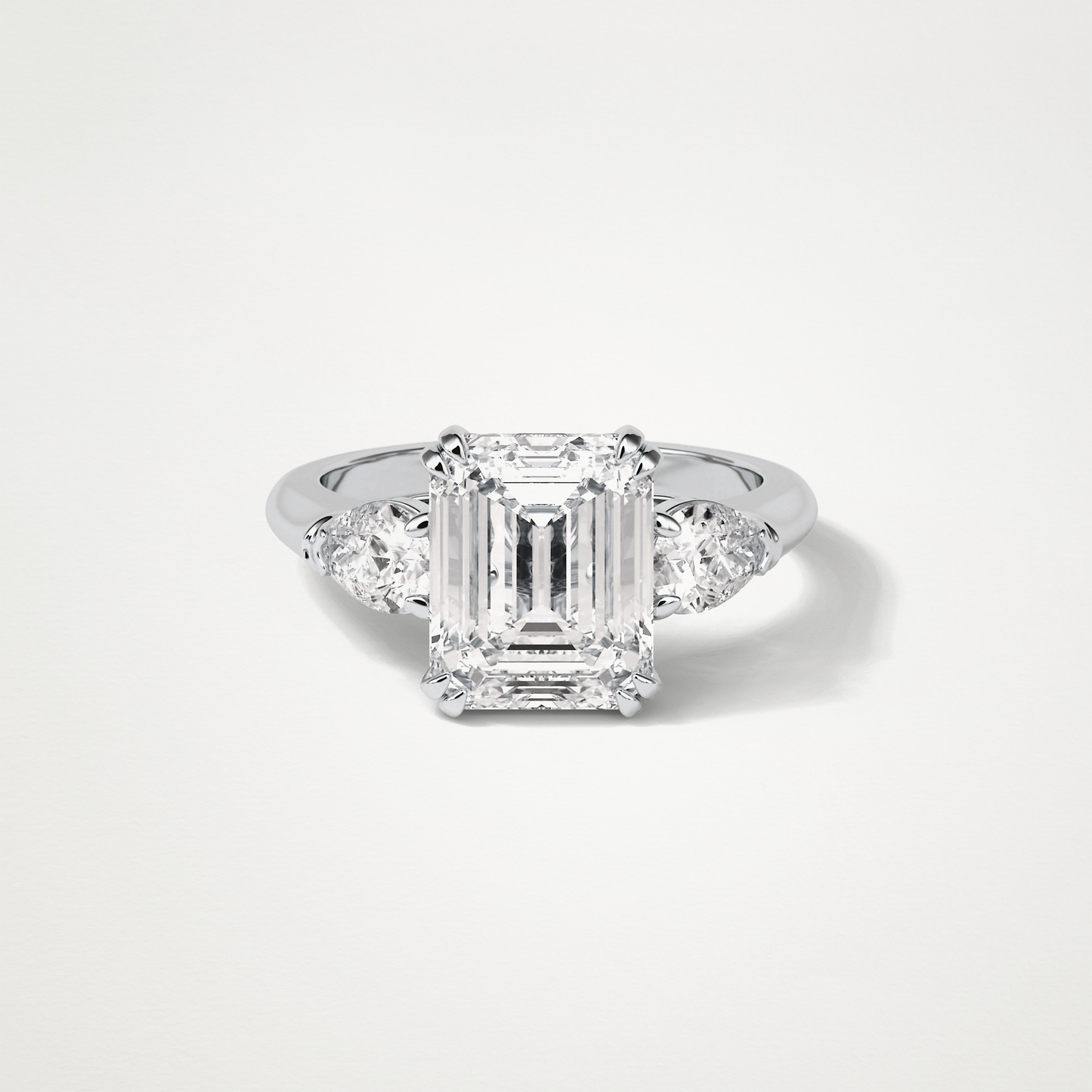 Emerald 3 Stone Moissanite Engagement Ring – 3.24 CT Lab-Created Brilliance in 10K/14K/18K Gold