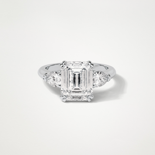 Emerald 3 Stone Moissanite Engagement Ring – 3.24 CT Lab-Created Brilliance in 10K/14K/18K Gold