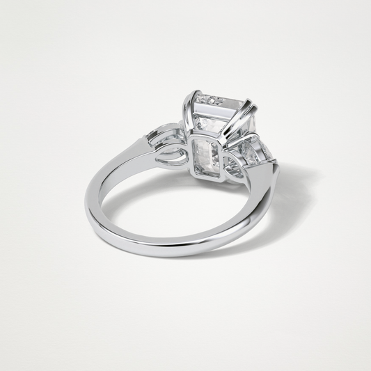 Emerald 3 Stone Moissanite Engagement Ring – 3.24 CT Lab-Created Brilliance in 10K/14K/18K Gold