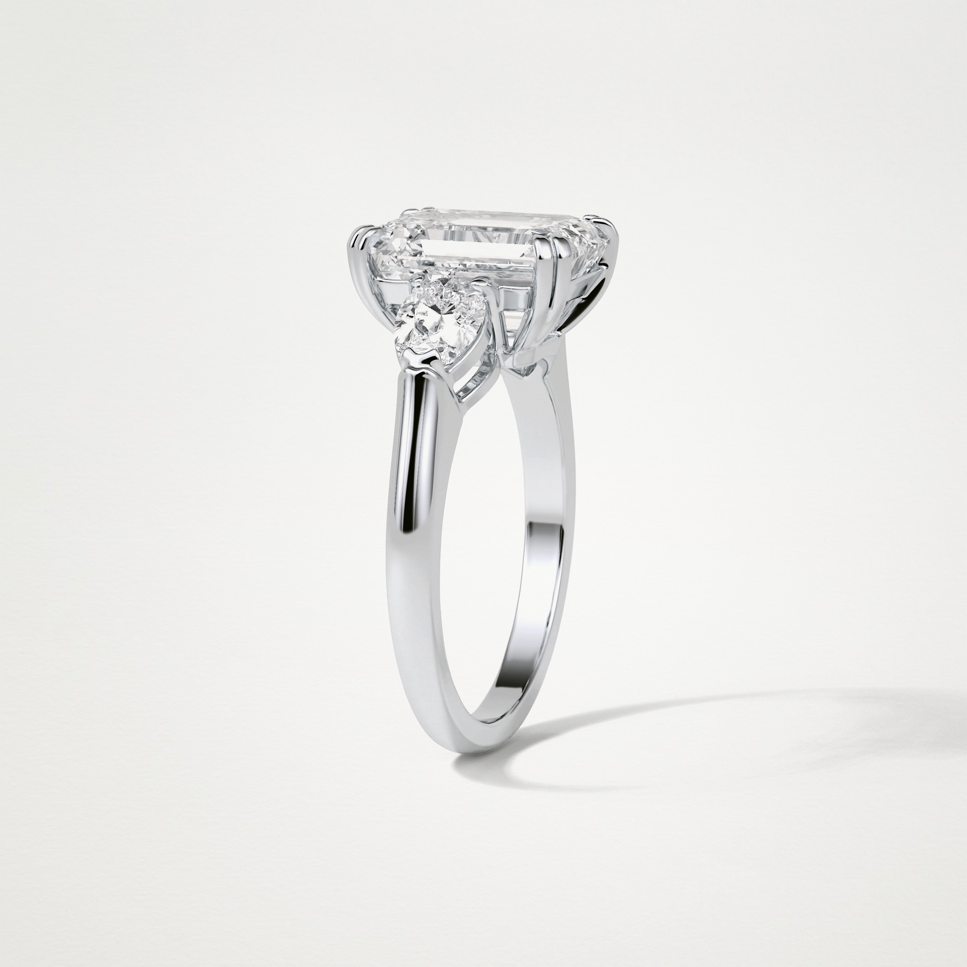 Emerald 3 Stone Moissanite Engagement Ring – 3.24 CT Lab-Created Brilliance in 10K/14K/18K Gold