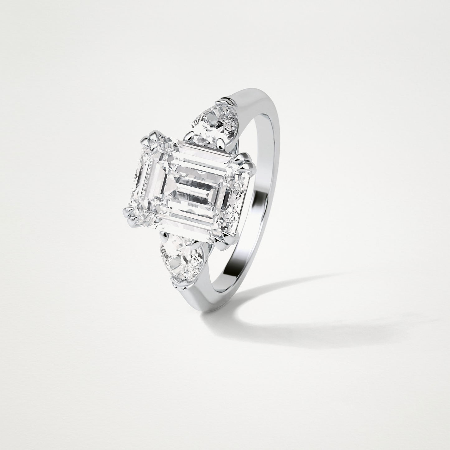 Emerald 3 Stone Moissanite Engagement Ring – 3.24 CT Lab-Created Brilliance in 10K/14K/18K Gold