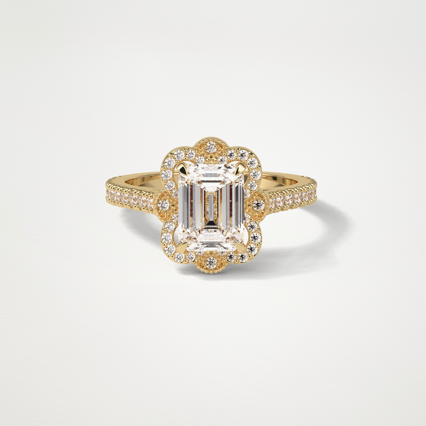 Emerald Cluster & Pave Moissanite Engagement Ring – 1.6 CT Lab-Created Brilliance in 10K/14K/18K Gold