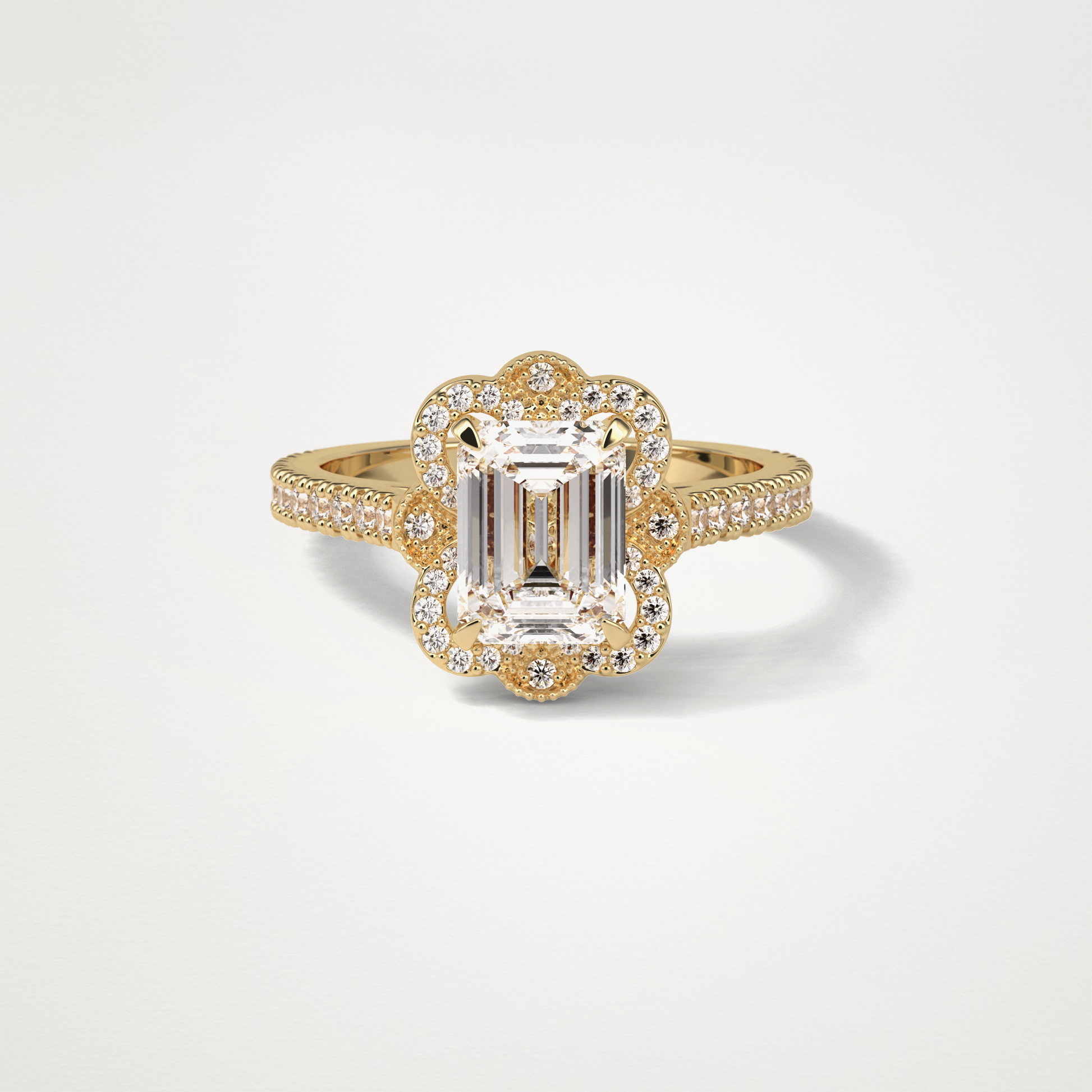 Emerald Cluster & Pave Moissanite Engagement Ring – 1.6 CT Lab-Created Brilliance in 10K/14K/18K Gold