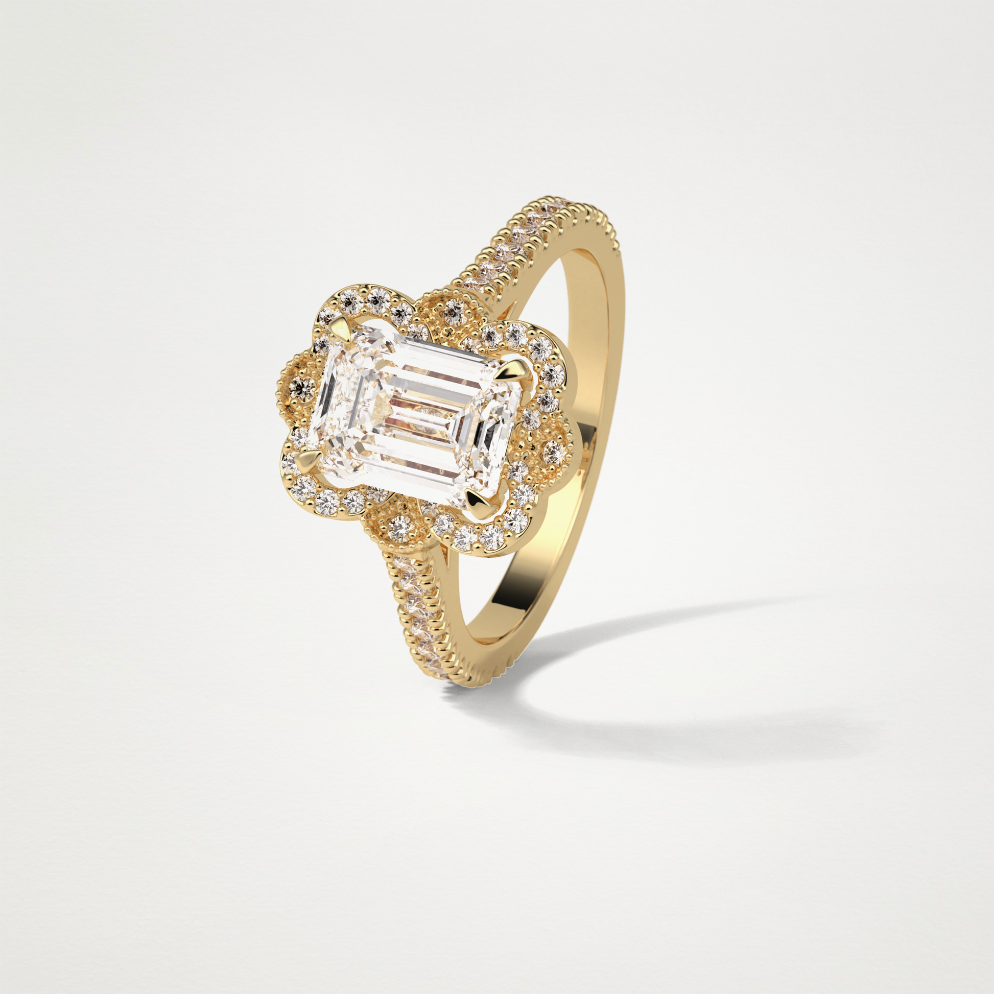 Emerald Cluster & Pave Moissanite Engagement Ring – 1.6 CT Lab-Created Brilliance in 10K/14K/18K Gold