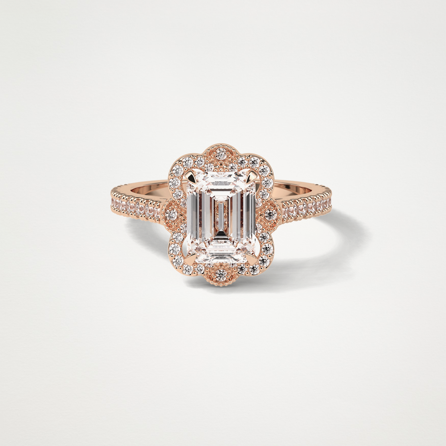 Emerald Cluster & Pave Moissanite Engagement Ring – 1.6 CT Lab-Created Brilliance in 10K/14K/18K Gold