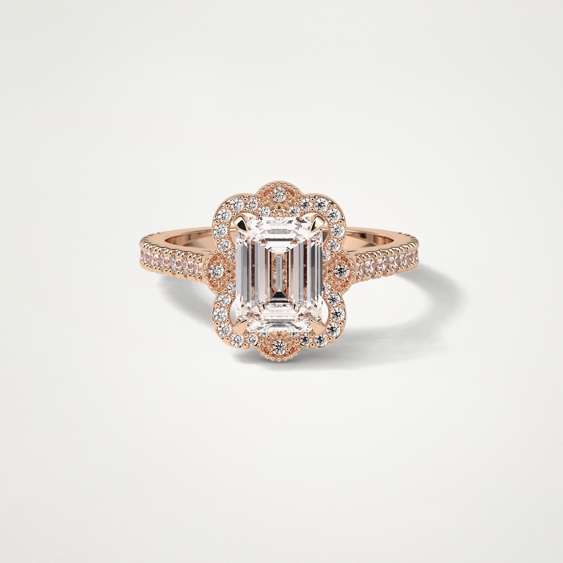 Emerald Cluster & Pave Moissanite Engagement Ring – 1.6 CT Lab-Created Brilliance in 10K/14K/18K Gold