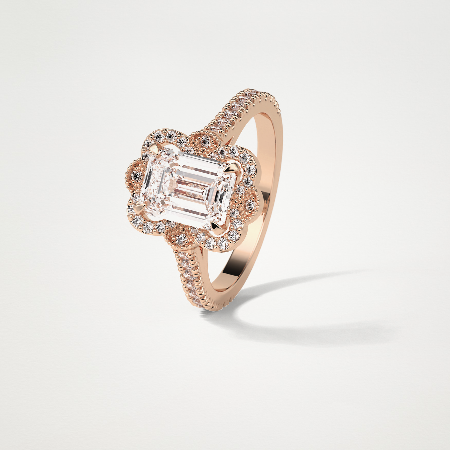 Emerald Cluster & Pave Moissanite Engagement Ring – 1.6 CT Lab-Created Brilliance in 10K/14K/18K Gold