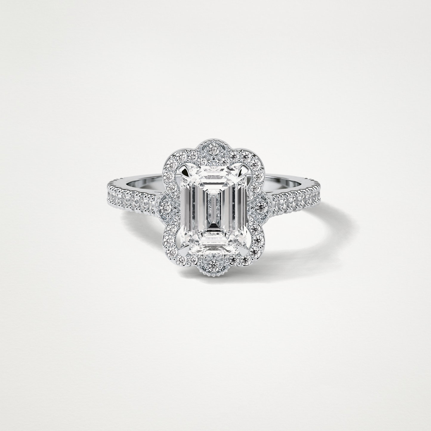Emerald Cluster & Pave Moissanite Engagement Ring – 1.6 CT Lab-Created Brilliance in 10K/14K/18K Gold
