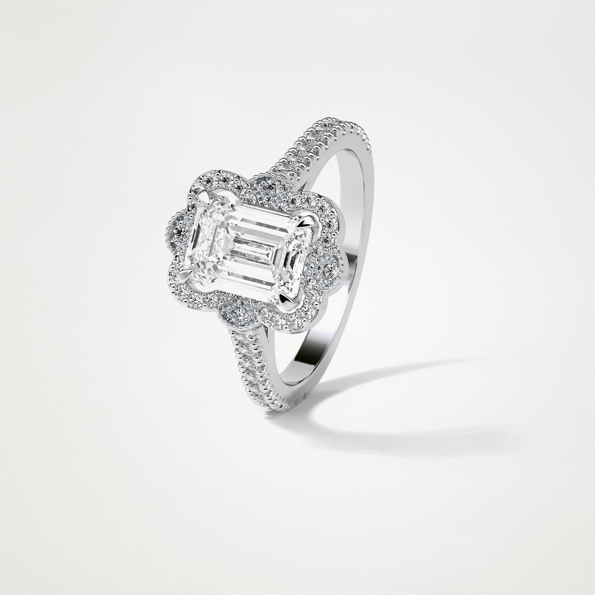 Emerald Cluster & Pave Moissanite Engagement Ring – 1.6 CT Lab-Created Brilliance in 10K/14K/18K Gold