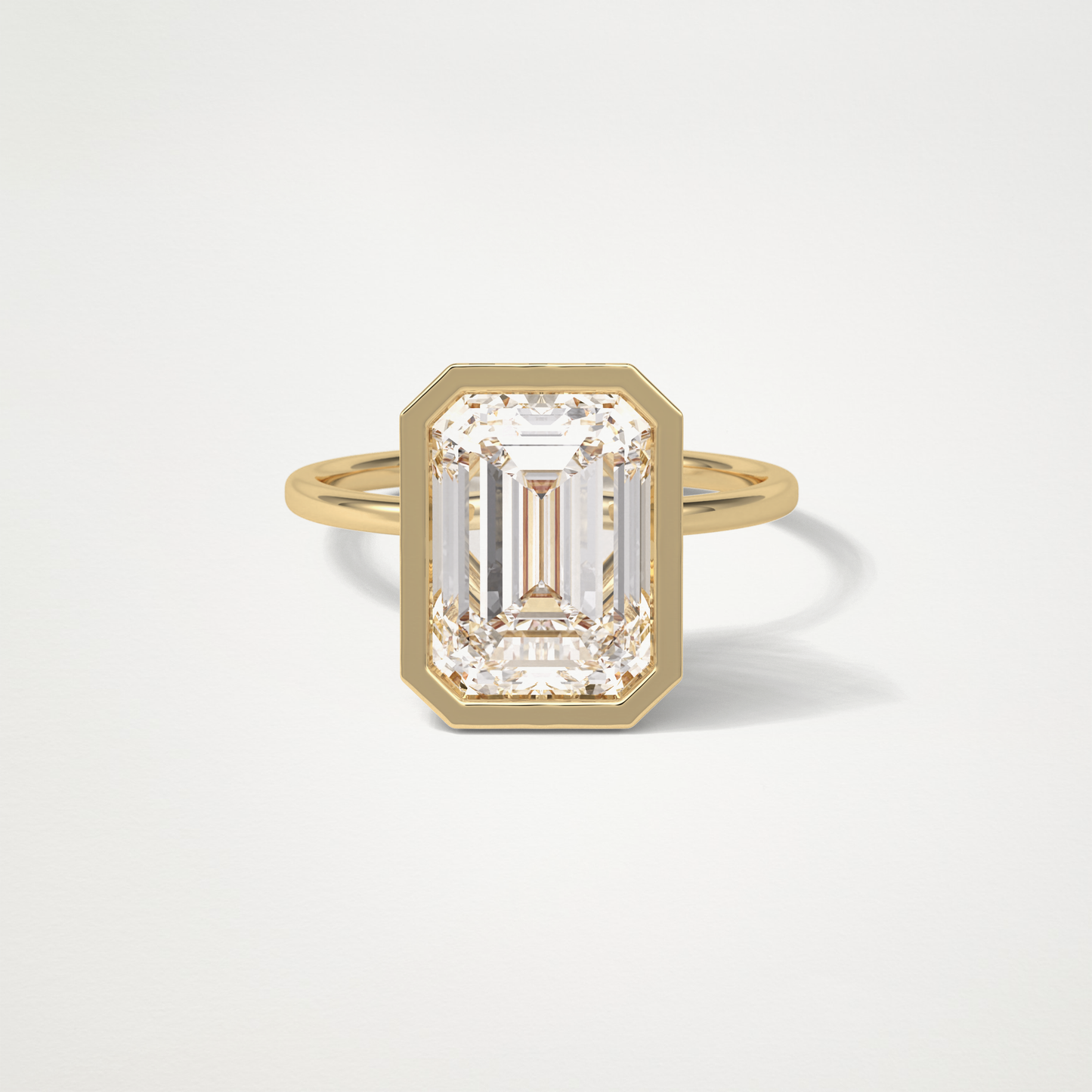 Emerald Solitaire Bezel Engagement Ring – 4.6 CT Lab-Created Brilliance in 10K/14K/18K Gold