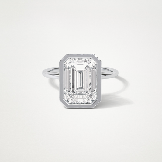 Emerald Solitaire Bezel Engagement Ring – 4.6 CT Lab-Created Brilliance in 10K/14K/18K Gold