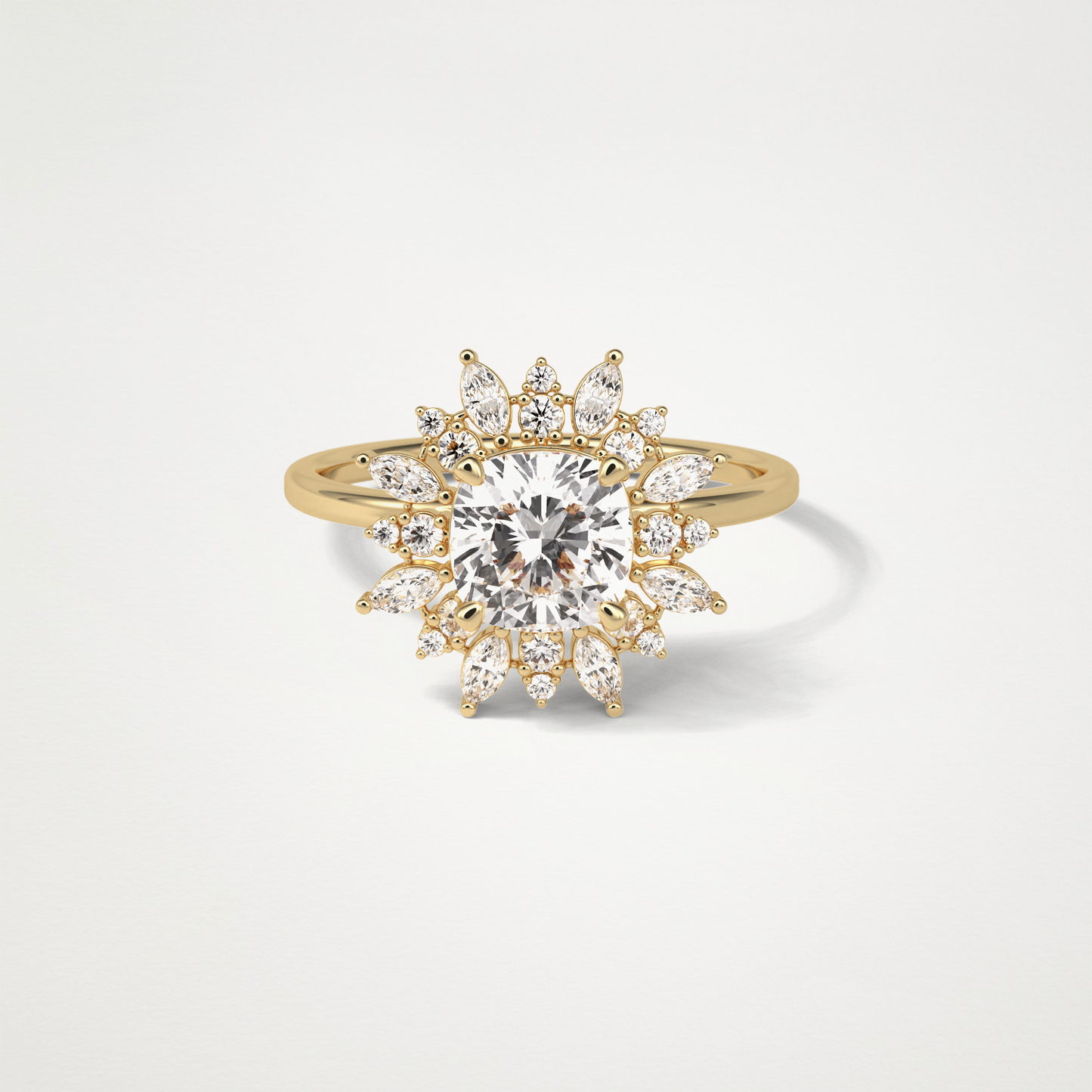 Cushion Cluster Engagement Ring – 1.21 CT Lab-Created Brilliance in 10K/14K/18K Gold