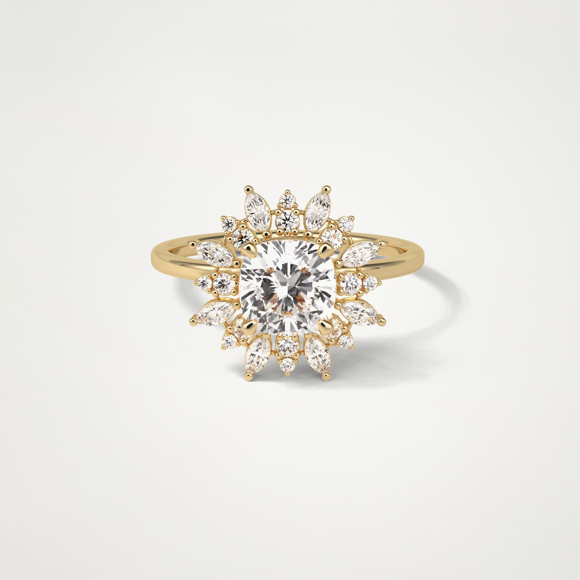 Cushion Cluster Engagement Ring – 1.21 CT Lab-Created Brilliance in 10K/14K/18K Gold