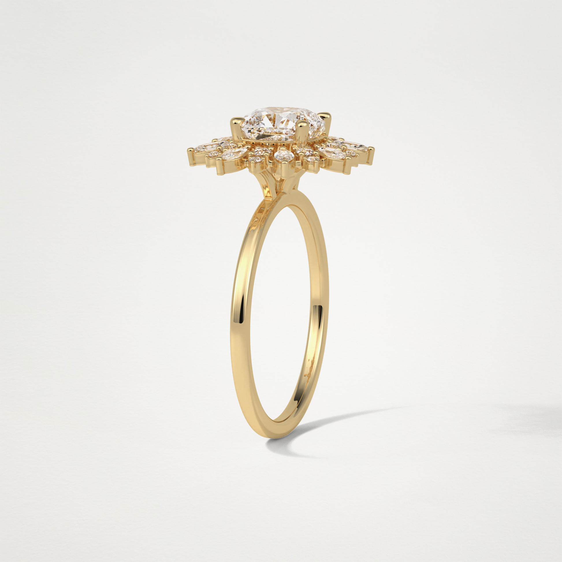 Cushion Cluster Engagement Ring – 1.21 CT Lab-Created Brilliance in 10K/14K/18K Gold