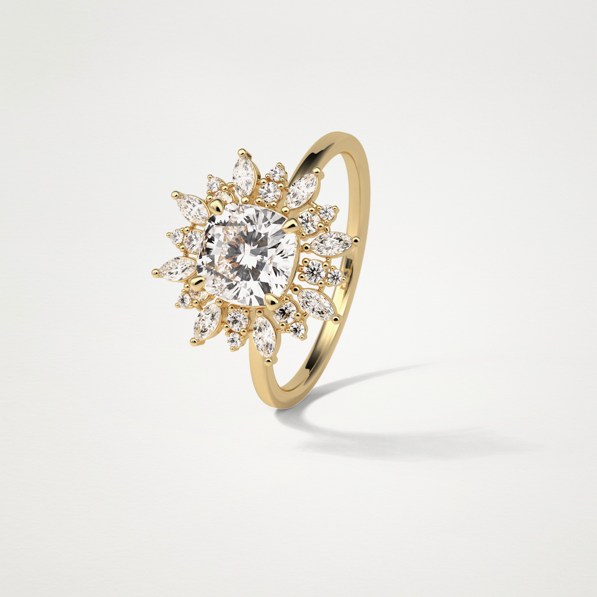 Cushion Cluster Engagement Ring – 1.21 CT Lab-Created Brilliance in 10K/14K/18K Gold