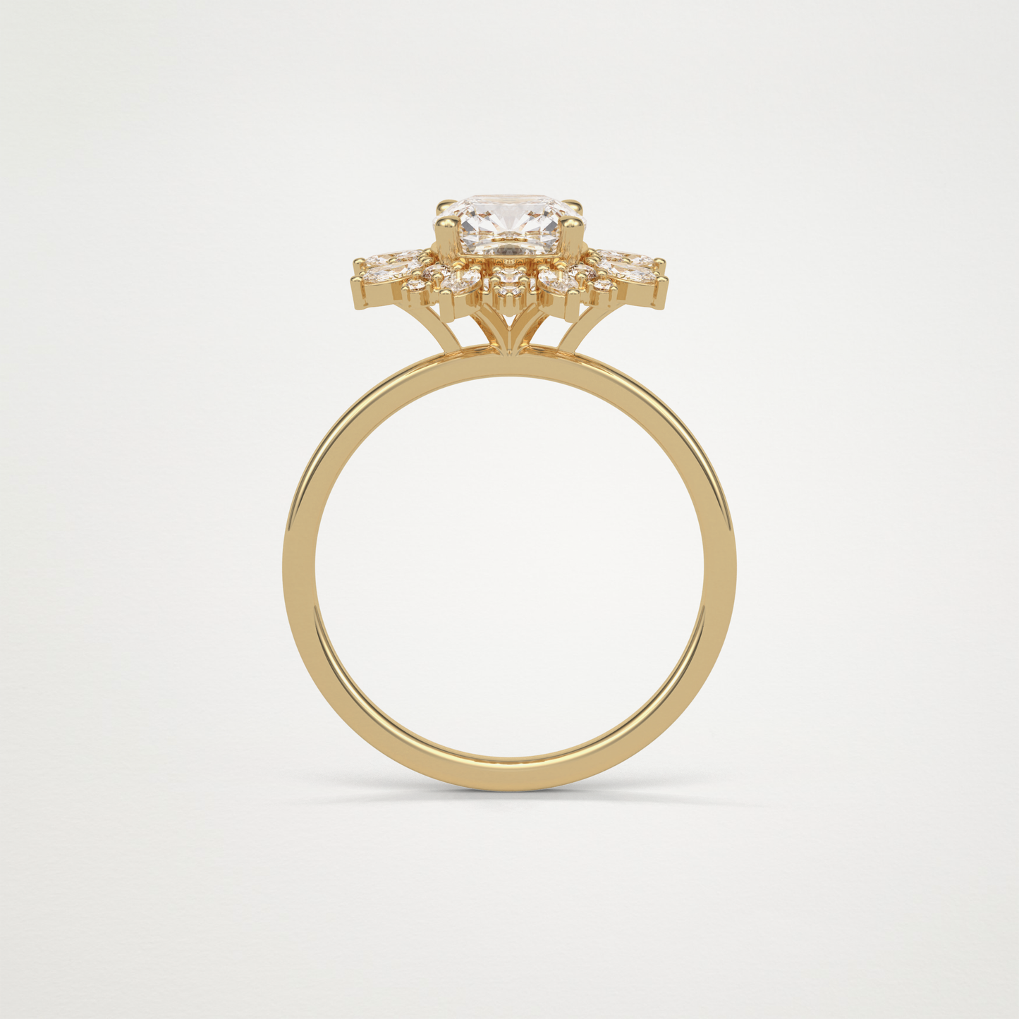 Cushion Cluster Engagement Ring – 1.21 CT Lab-Created Brilliance in 10K/14K/18K Gold