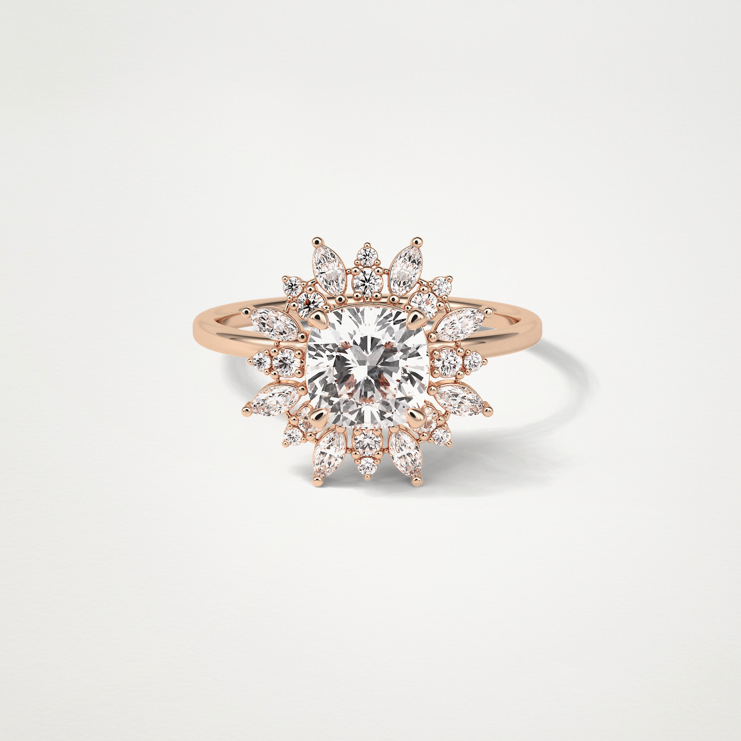 Cushion Cluster Engagement Ring – 1.21 CT Lab-Created Brilliance in 10K/14K/18K Gold