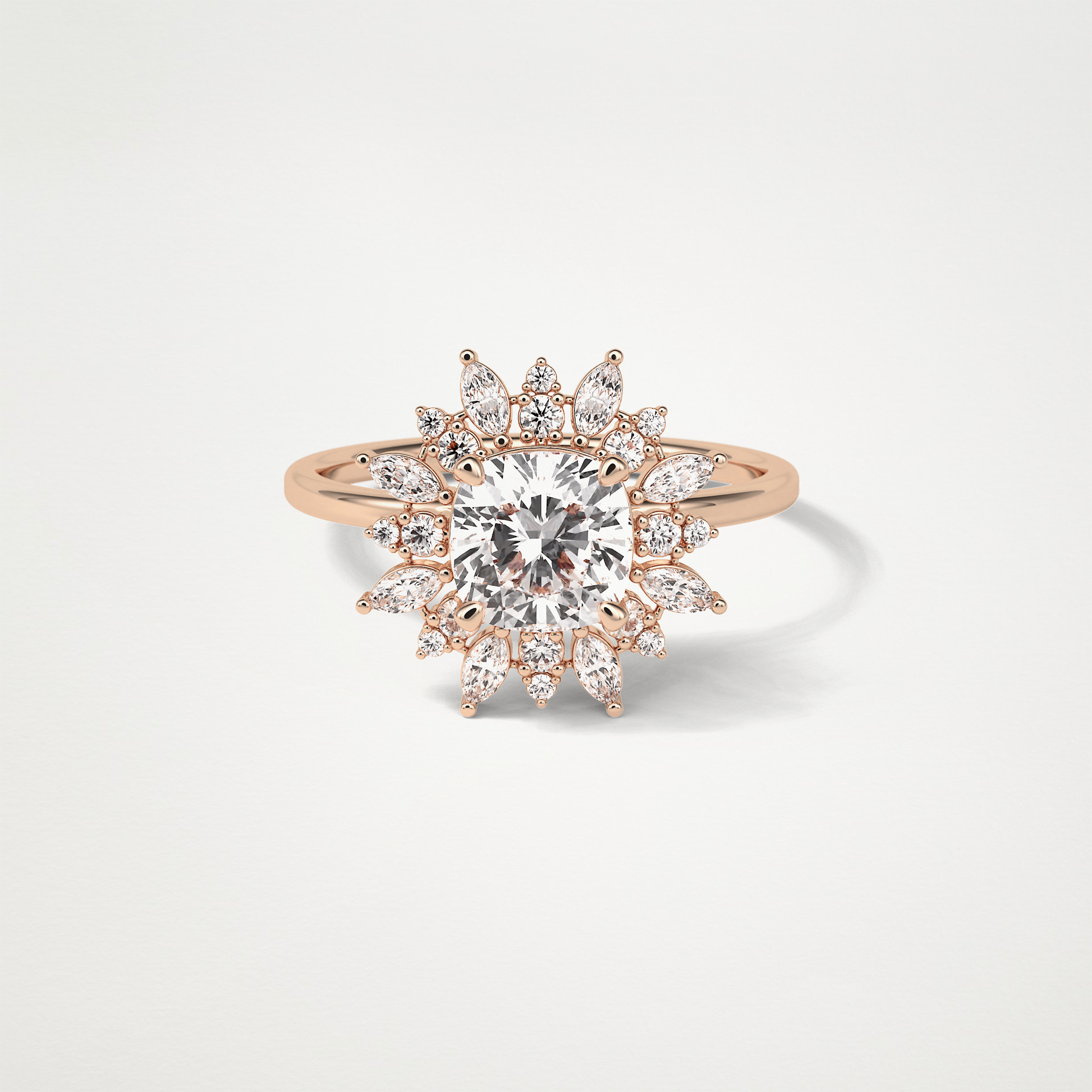 Cushion Cluster Engagement Ring – 1.21 CT Lab-Created Brilliance in 10K/14K/18K Gold