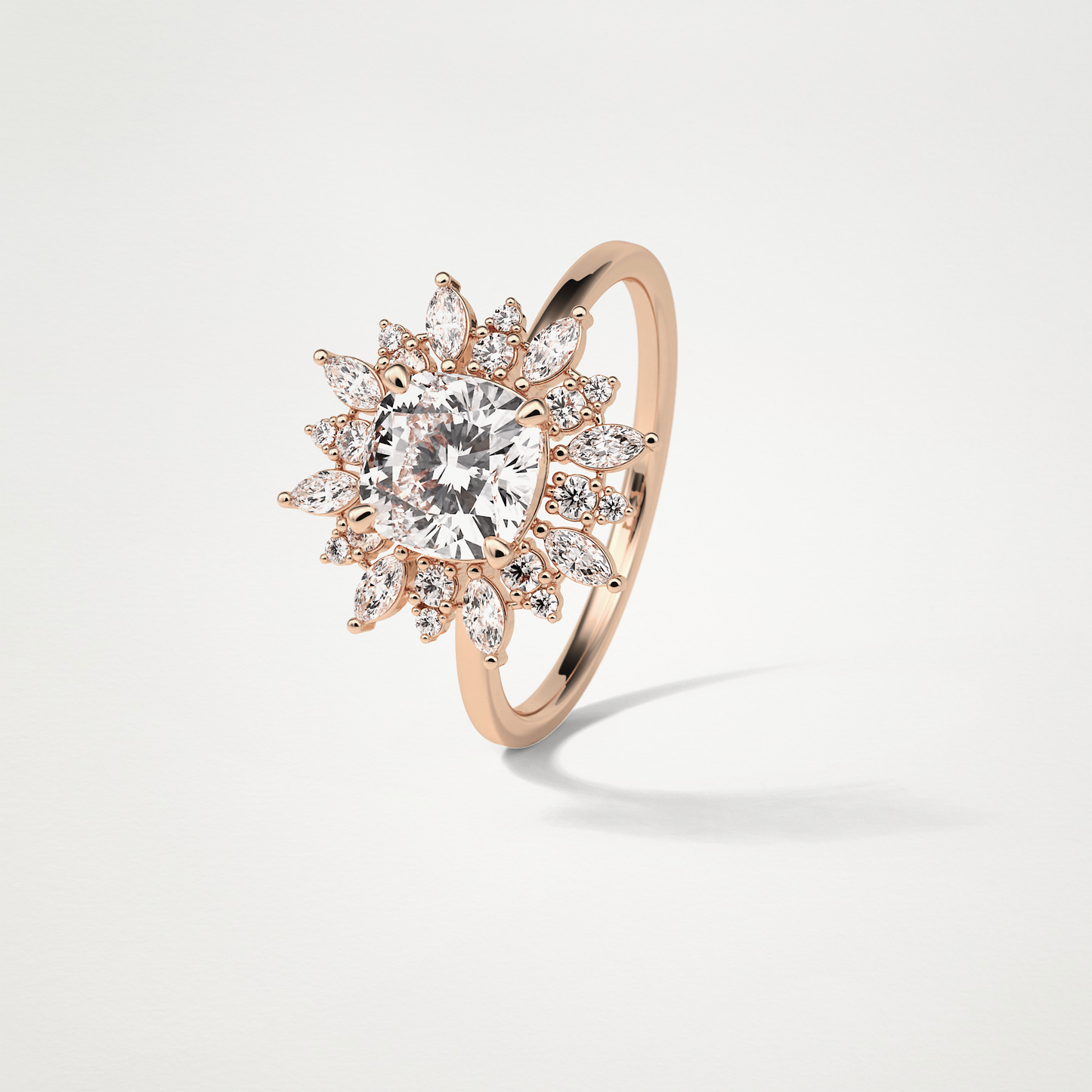Cushion Cluster Engagement Ring – 1.21 CT Lab-Created Brilliance in 10K/14K/18K Gold