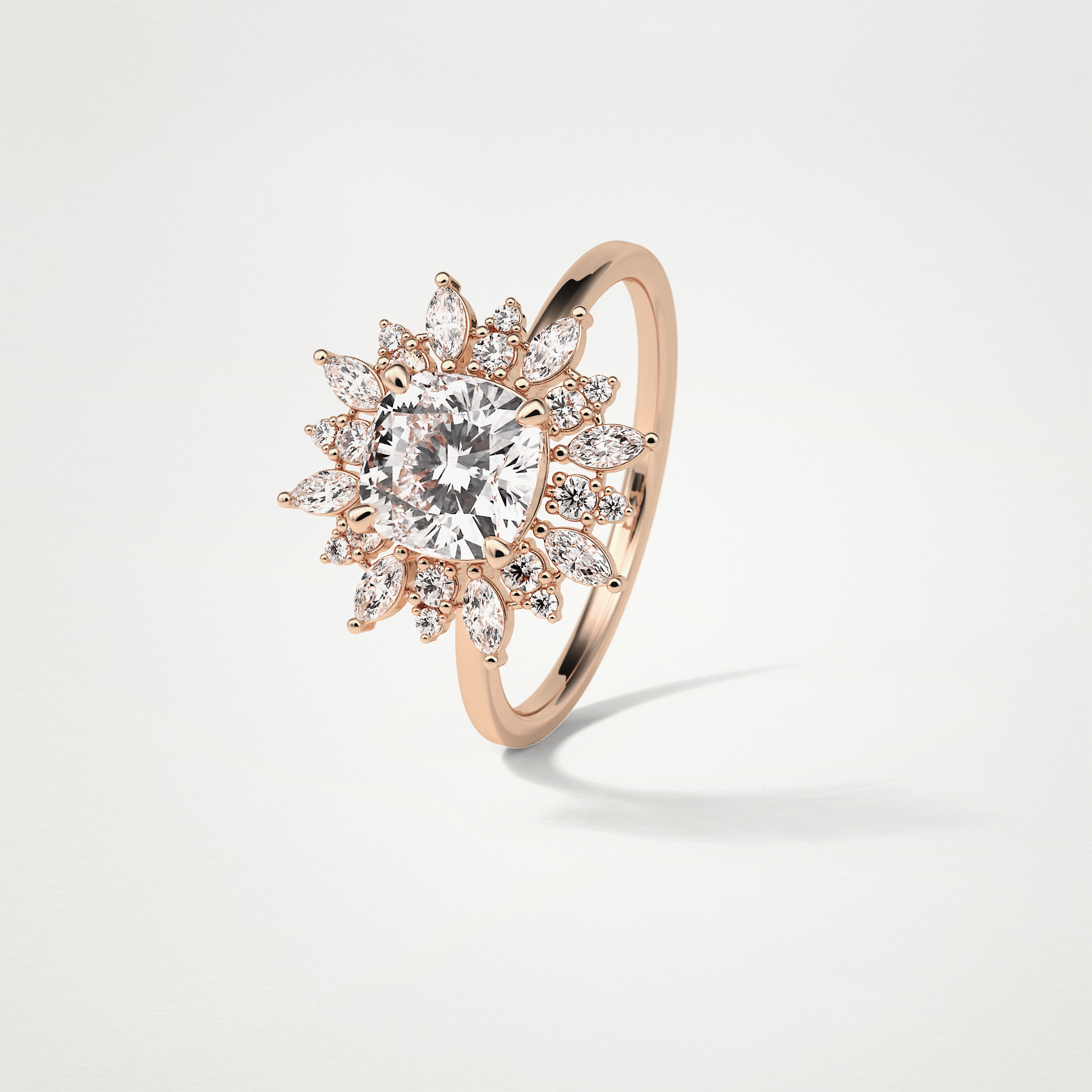Cushion Cluster Engagement Ring – 1.21 CT Lab-Created Brilliance in 10K/14K/18K Gold