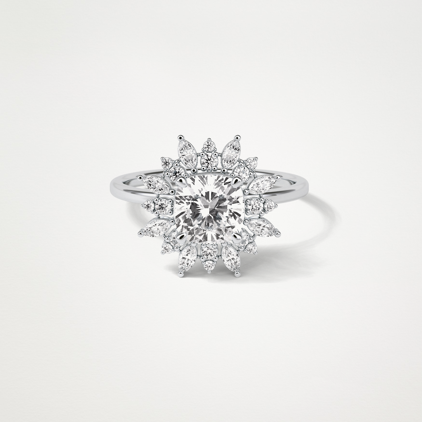 Cushion Cluster Engagement Ring – 1.21 CT Lab-Created Brilliance in 10K/14K/18K Gold
